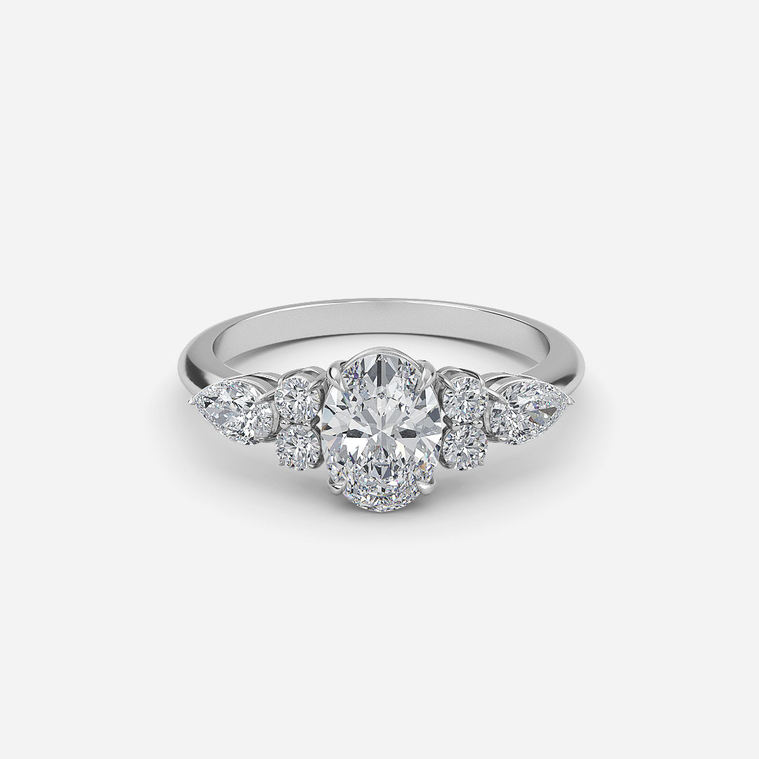 Avery Oval Three Stone Lab Grown Diamond Engagement Ring
