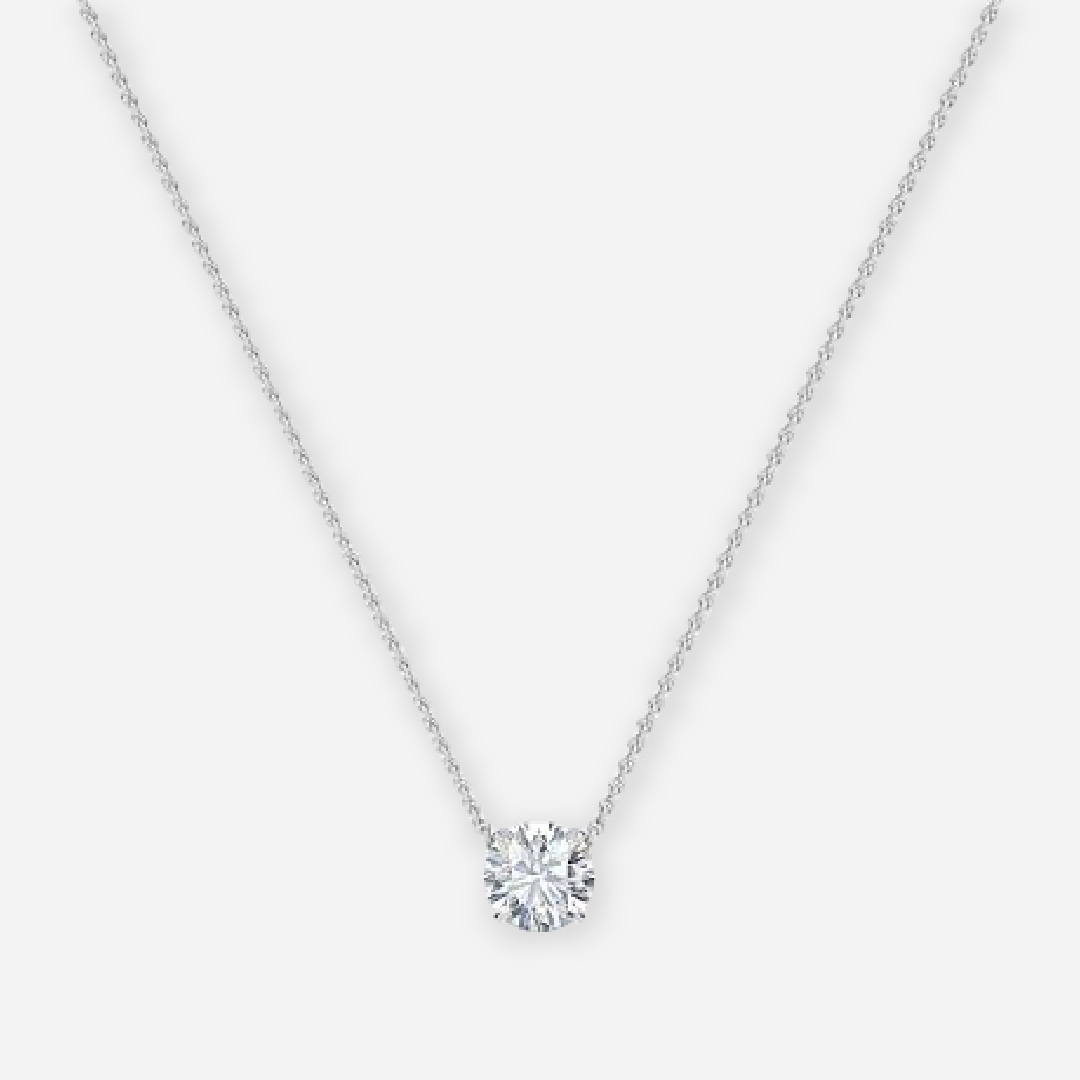 Round Lab Diamond Solitaire Pendant