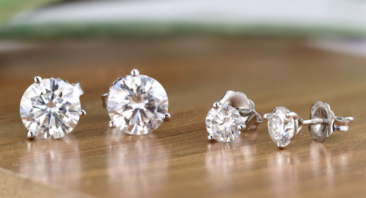 Women's Lab Created Round Brilliant Diamond Stud Earrings - Shop