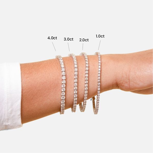 Diamond Tennis Bracelet Size Comparison With Prices! 5 Carat vs. 3 Ct, 10,  8, 7, 4, 2, 1 & Tutorial - YouTube