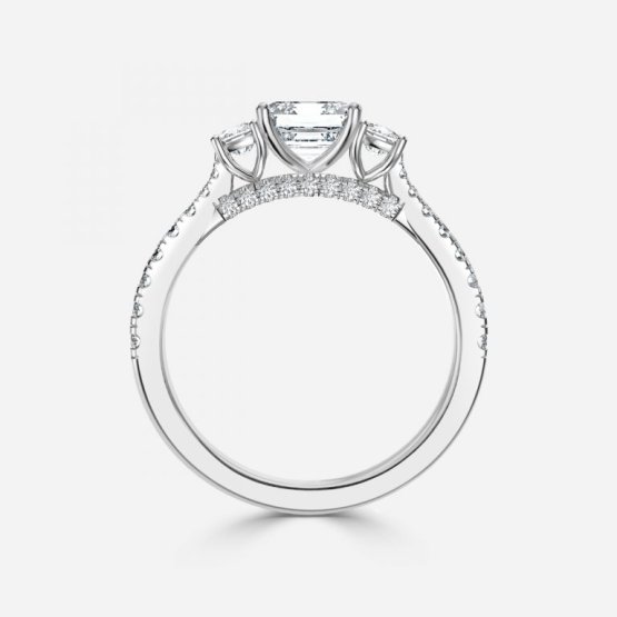 Diana Asscher Three Stone Lab Created Diamond Engagement Ring